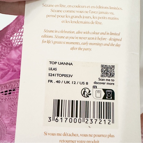 Sezane Uanna Top Lilac Organic Cotton Embroidered Size 40 US 8 NWT - Picture 7 of 11